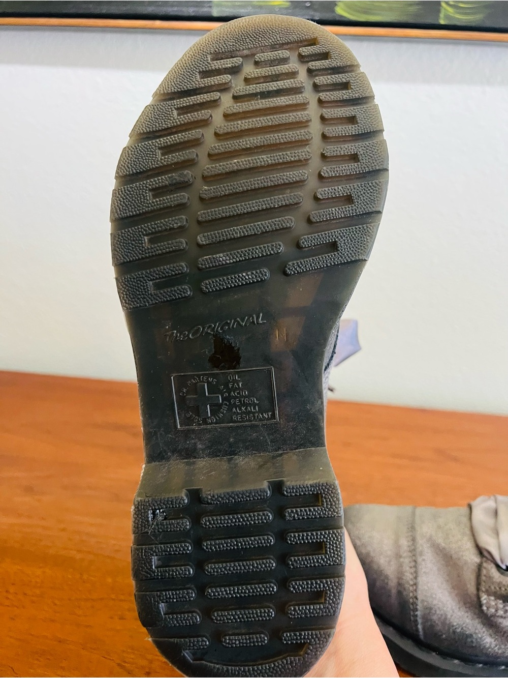 Y2K Doc Martens Slate Gray Satin-Lace Leather Boots - Picture 9 of 11